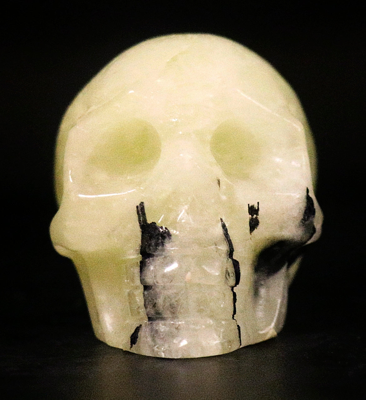 Rare Yellow Citrine Fussed With Black Tourmaline Gemstone Curved Skulls