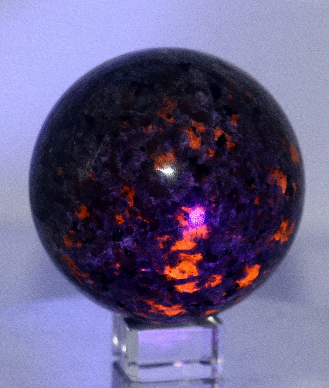 60-70mm Yooperlite UV Light Shine Gemstone Sphere & Stand