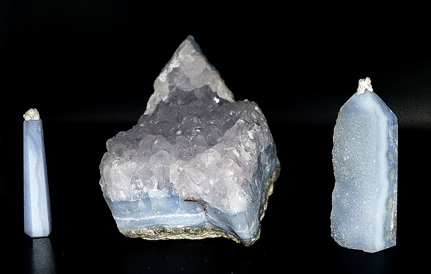 Blue Lace Agate Gemstone Specimen & Stand