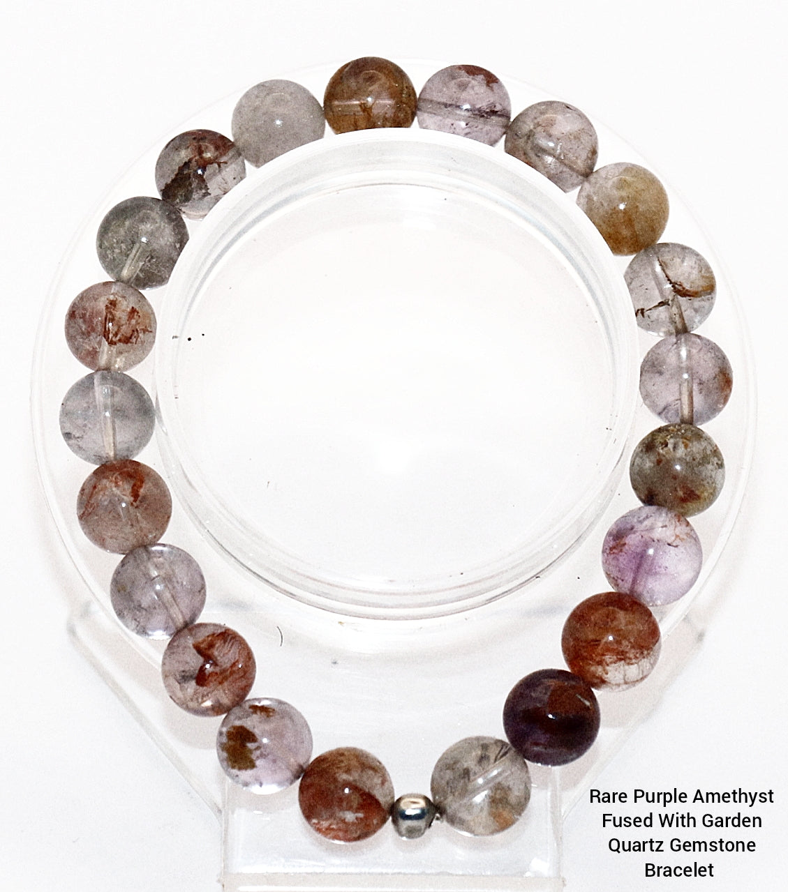 Rare Purple Amethyst Fused With Garden Quartz Gemstone Bracelet