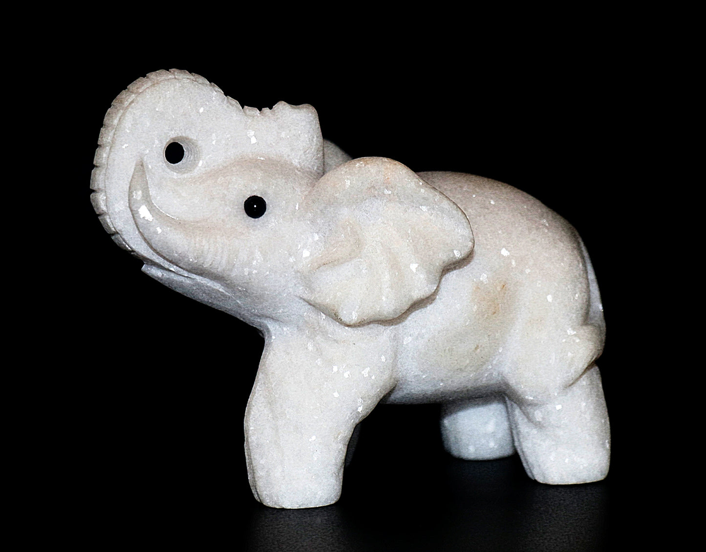 White Jade Gemstone Carved Elephant
