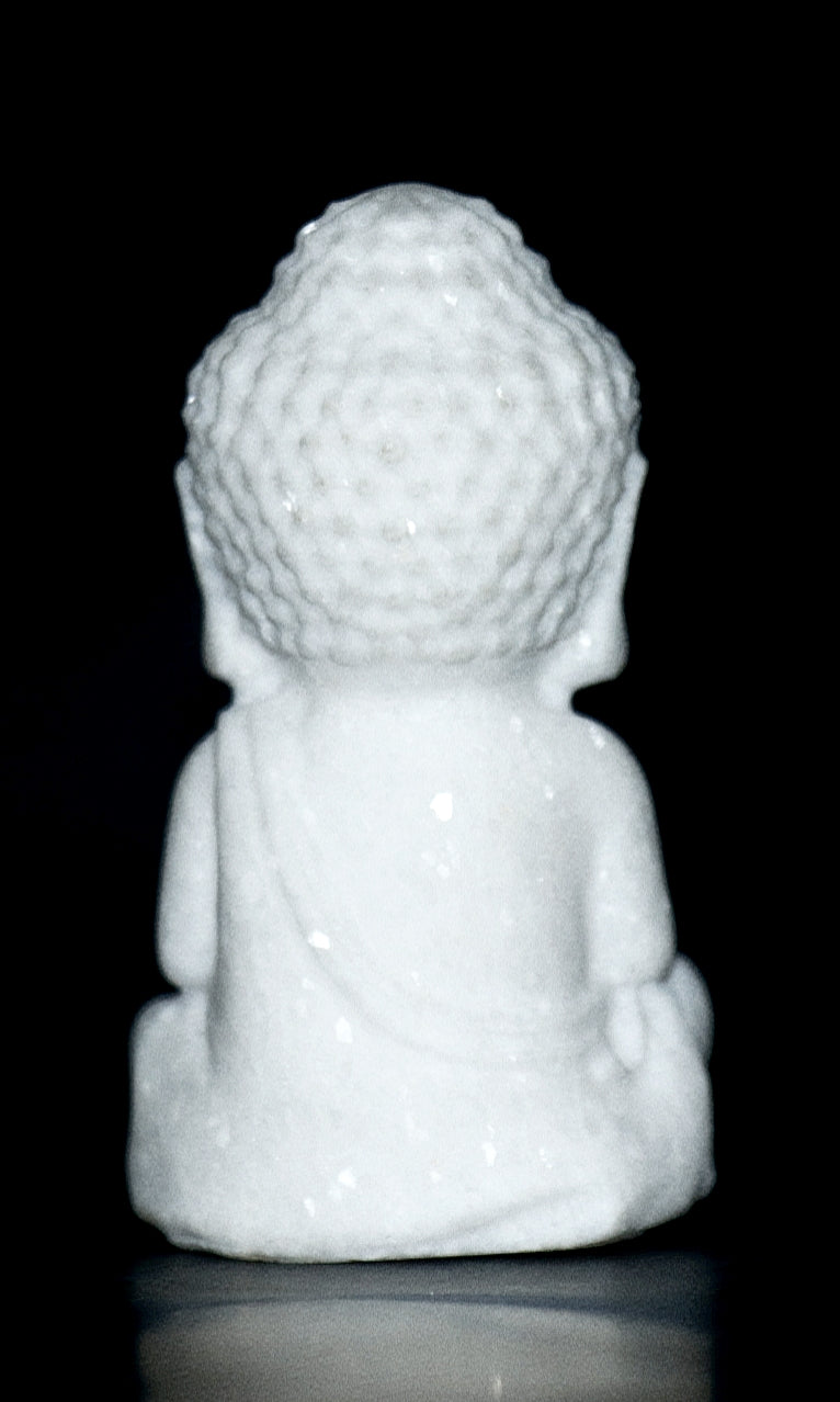 White Jade Gemstone Carved of Buddha Meditating