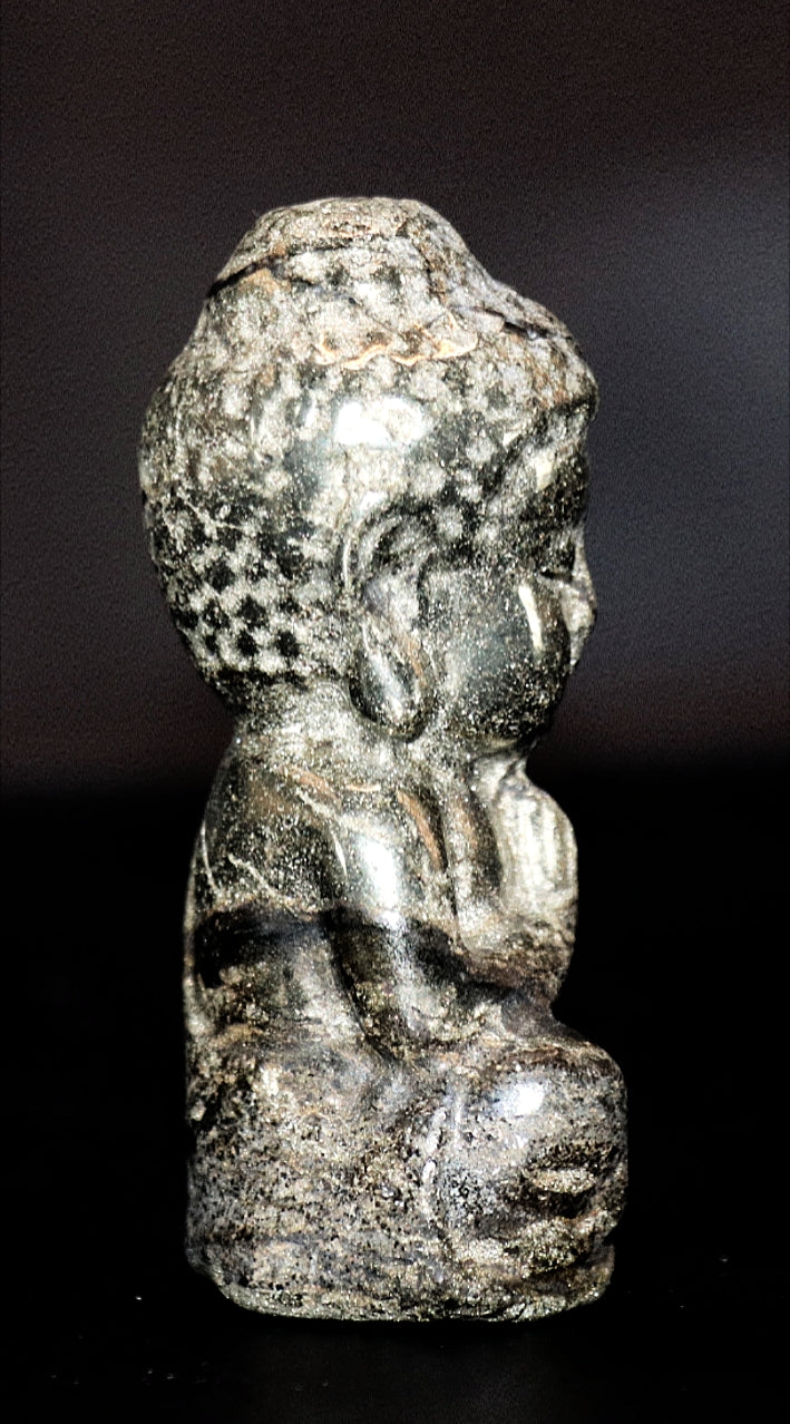 Pyrite Curved Buddha Meditating Gemstone