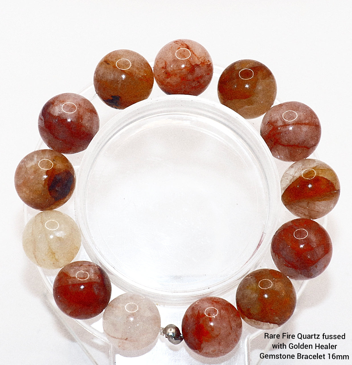Rare Fire Quartz fussed with Golden Healer Gemstone Bracelet