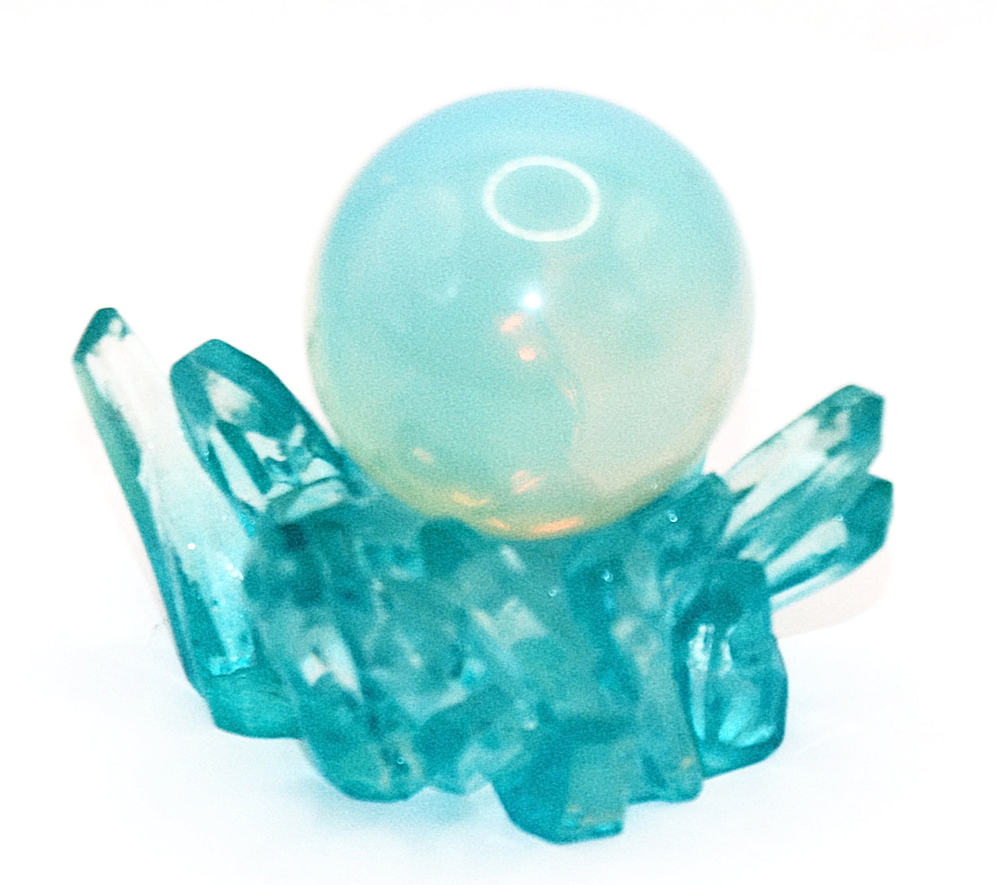 Opalite Sphere & Fabricated Crystal Stand