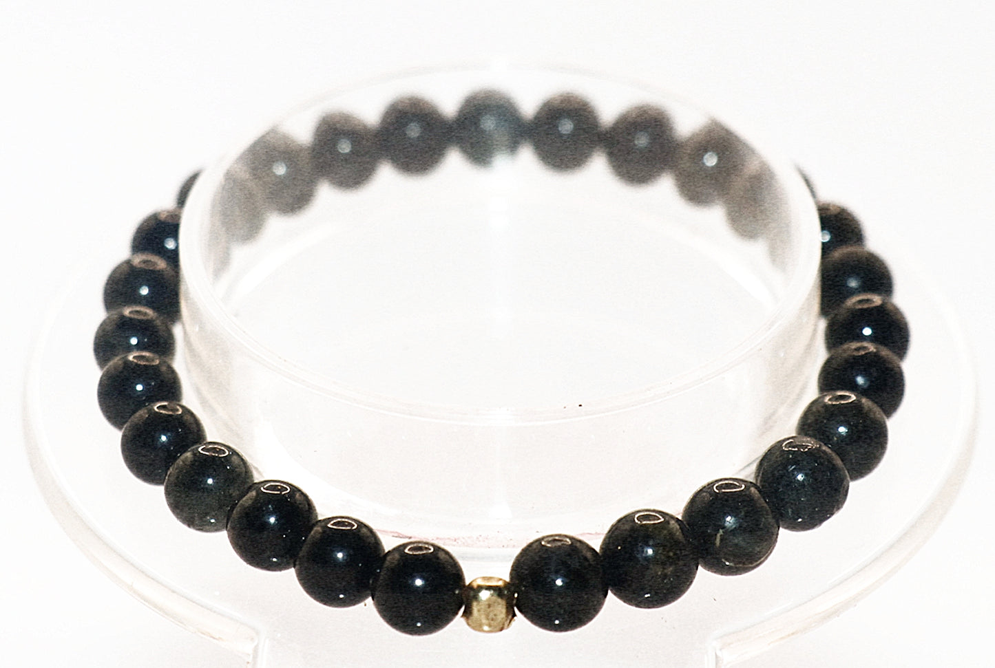 Rare Black Tourmaline Fussed with Pyrite Gemstone Bracelet