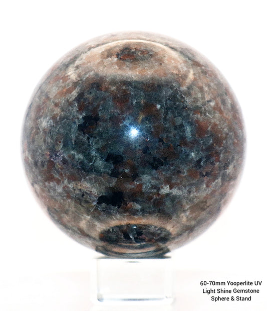 60-70mm Yooperlite UV Light Shine Gemstone Sphere & Stand