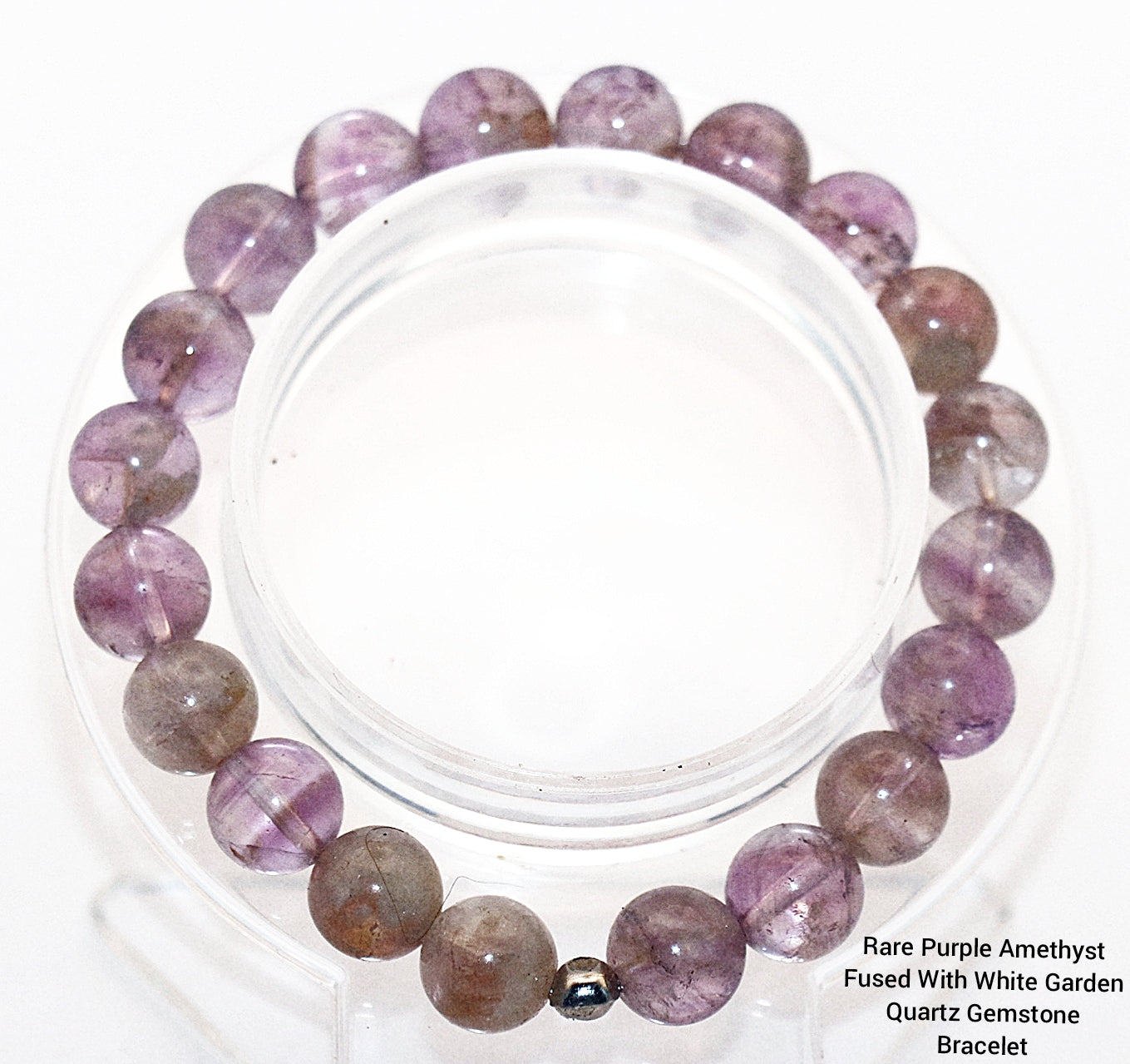 Rare Purple Amethyst Fused With White Garden Quartz Gemstone Bracelet