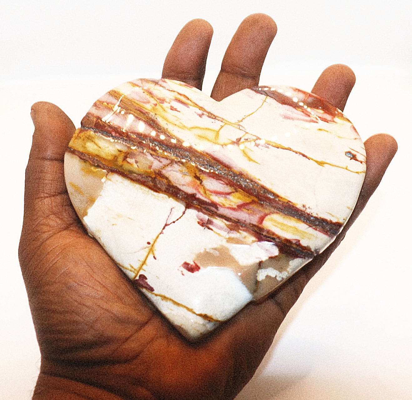 Mookaite Jasper Gemstone Curved Hearts & Hearts Stands