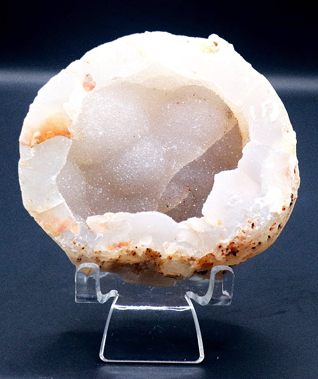 Rare White Agate Gemstone Specimen & Stand
