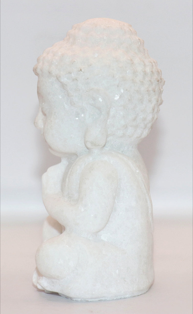 White Jade Gemstone Carved of Buddha Meditating