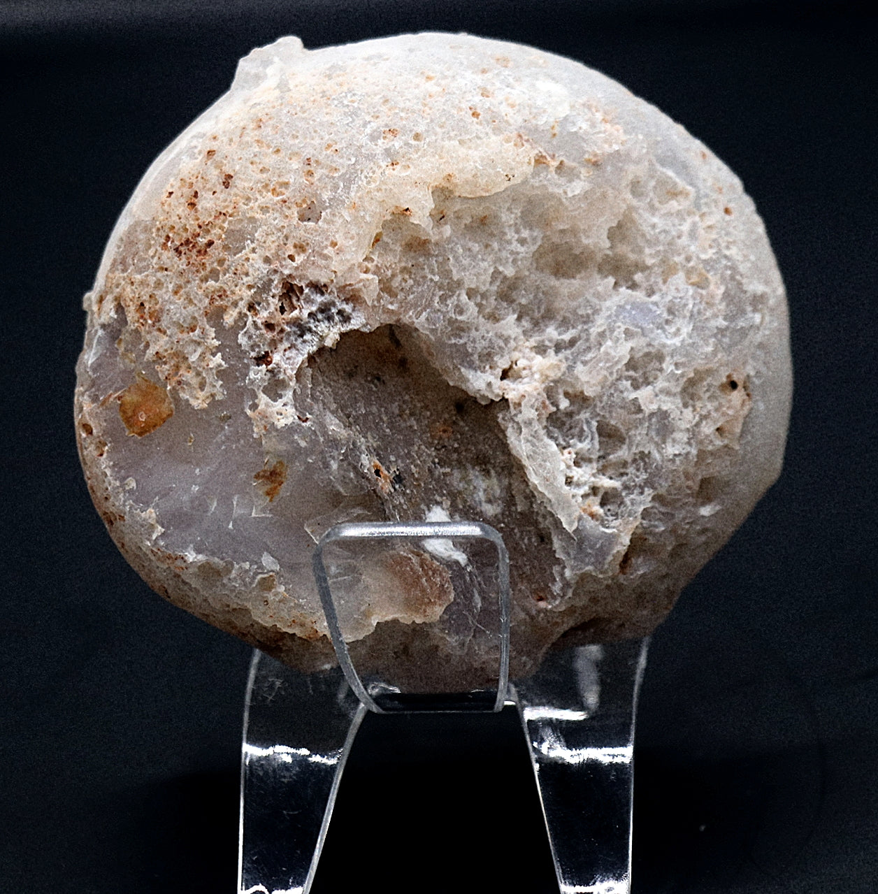 Rare White Agate Gemstone Specimen & Stand