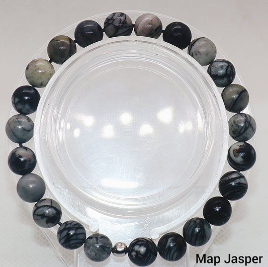 Pulsera de piedras preciosas de jaspe con mapa