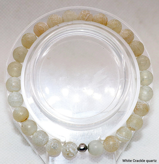 Crackle White Agate Gemstone Bracelet