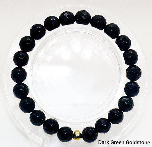 Faceted Dark Green Goldstone