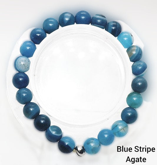 Blue Striped Agate Gemstone Bracelet