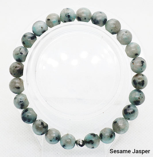 Pulsera de piedras preciosas de jaspe sésamo