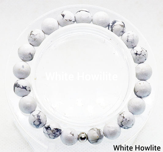 Pulsera de piedras preciosas de howlita blanca