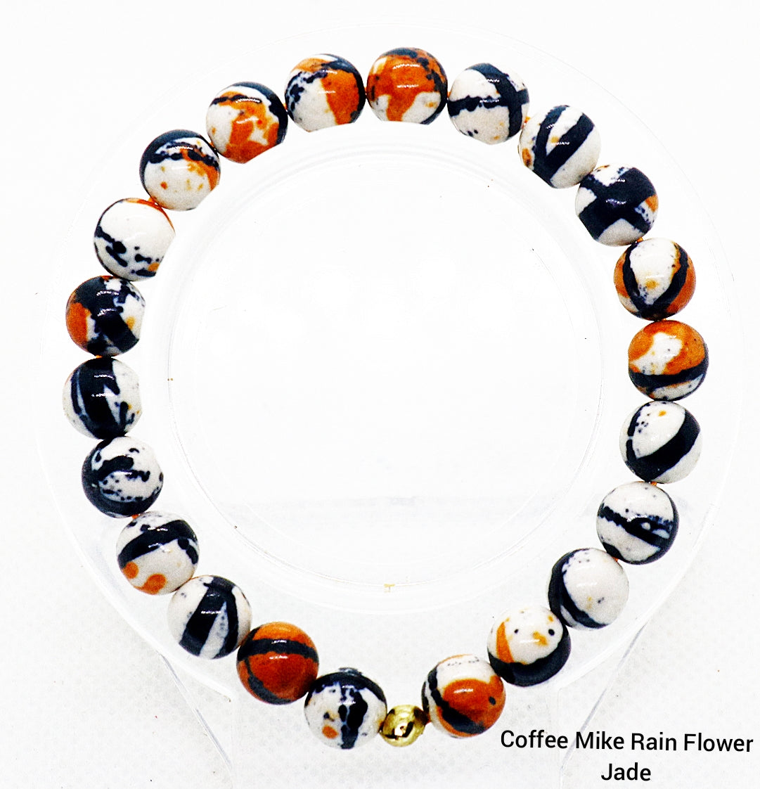 Coffee Mike Rain Flower Jade Gemstone Bracelet