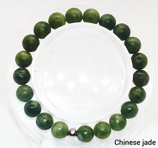 Pulsera de piedra preciosa de jade chino verde