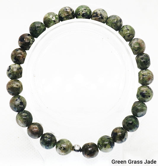 Pulsera de piedra preciosa de jade con hierba verde