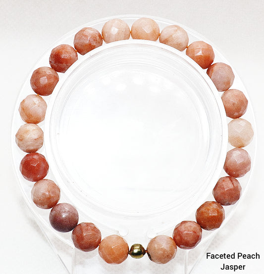 Faceted Peach Jasper Gemstone Bracelet