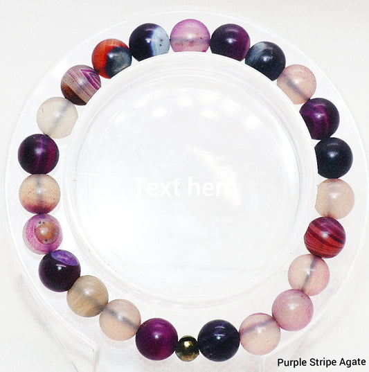 Pulsera de piedras preciosas de ágata con rayas moradas