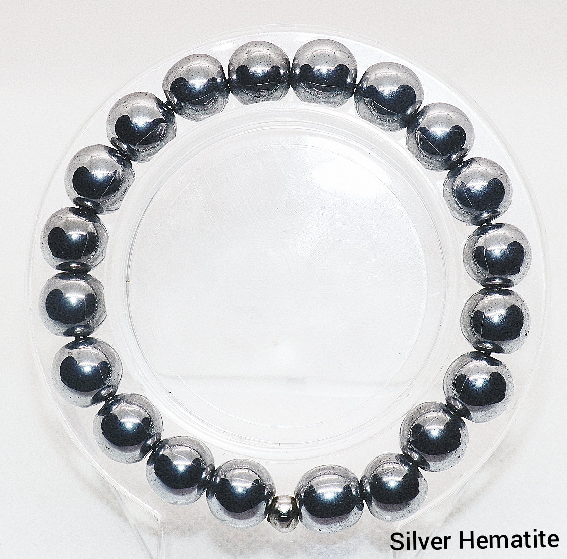 Pulsera de piedras preciosas de hematita plateada