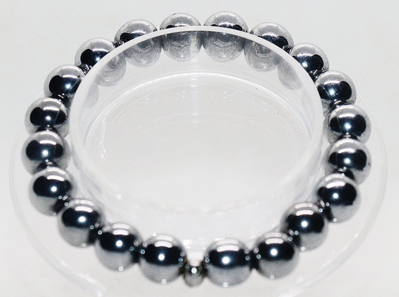 Pulsera de piedras preciosas de hematita plateada