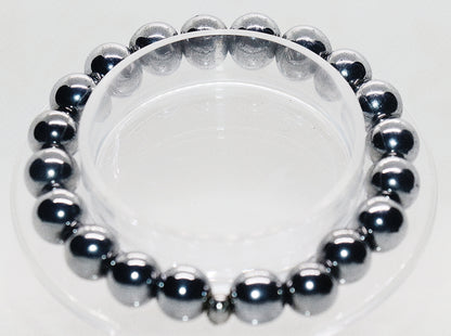 Pulsera de piedras preciosas de hematita plateada