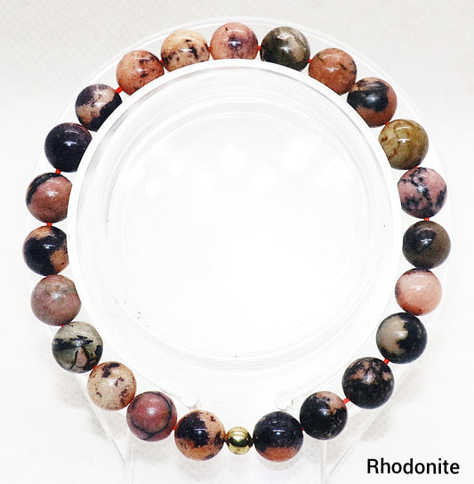 Pulsera de piedras preciosas de rodonita