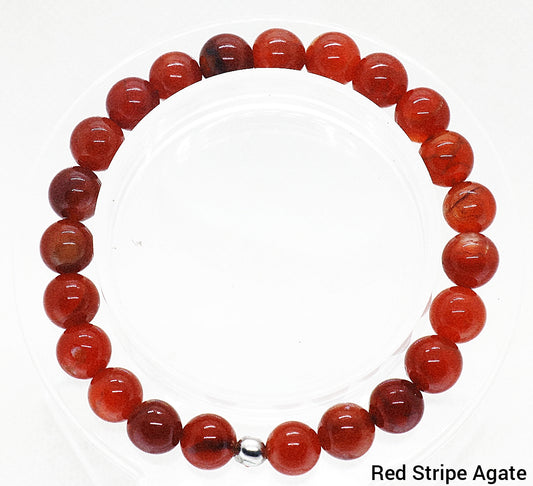 Pulsera de piedras preciosas de ágata con rayas rojas