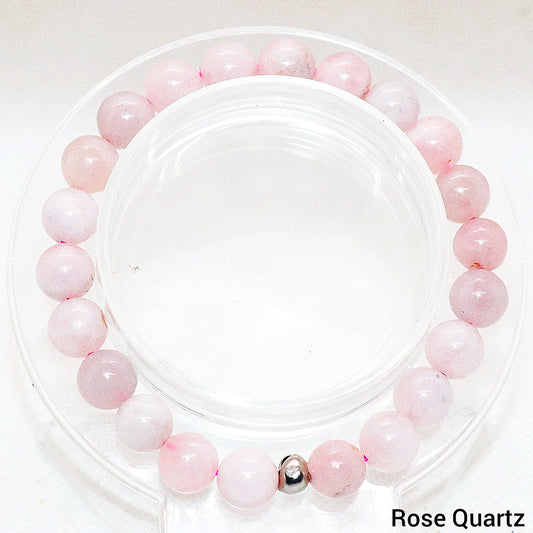 Pulsera de piedras preciosas de cuarzo rosa