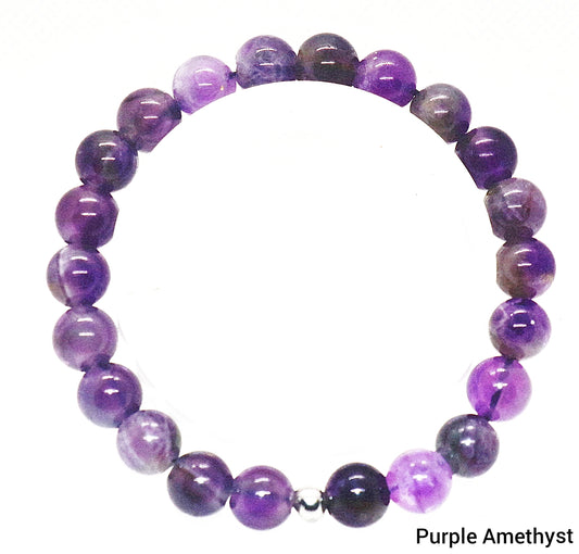 Pulsera de piedras preciosas de amatista morada