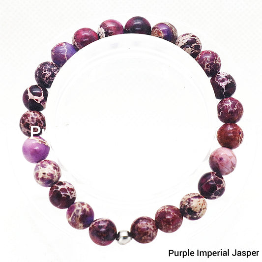 Pulsera de piedras preciosas de jaspe imperial morado