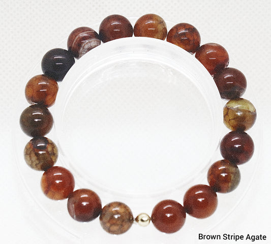 Brown Striped Agate Gemstone Bracelet