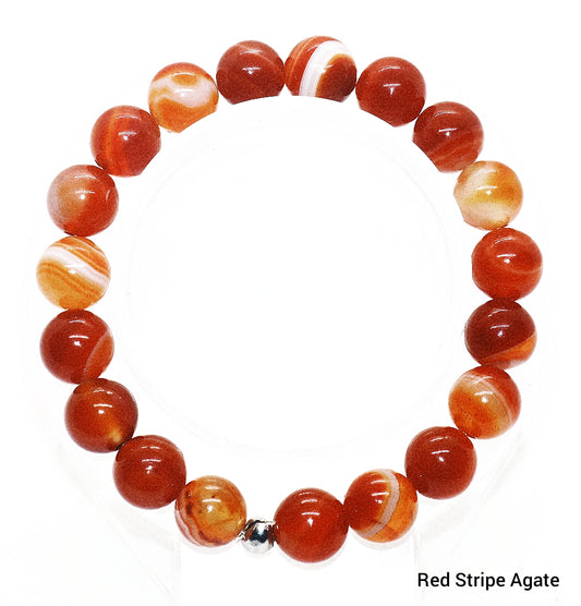 Red Stripe Agate Gemstone Bracelet