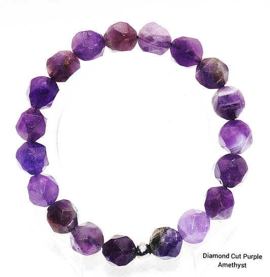 Diamond Cut Purple Amethyst Gemstone Bracelet