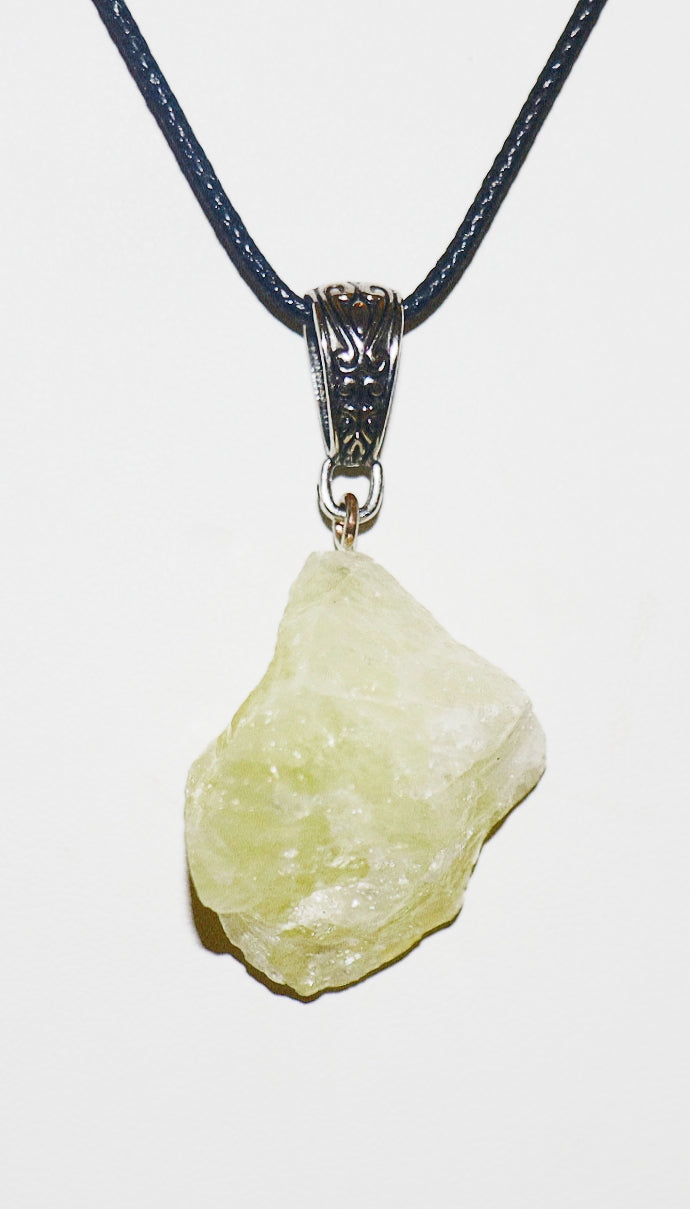 Raw Yellow Citrine Stone Pendant & Necklace