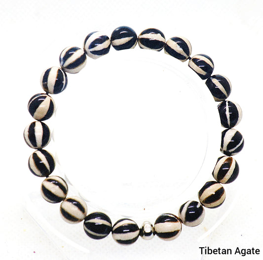 Pulsera de piedras preciosas de ágata tibetana