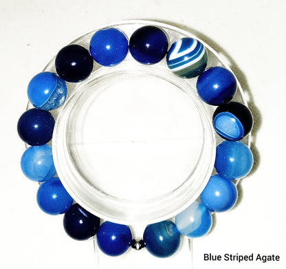 Pulsera de piedras preciosas de ágata con rayas azules