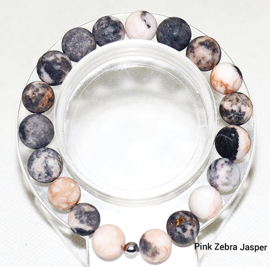 Pink Zebra Jasper Gemstone Bracelet