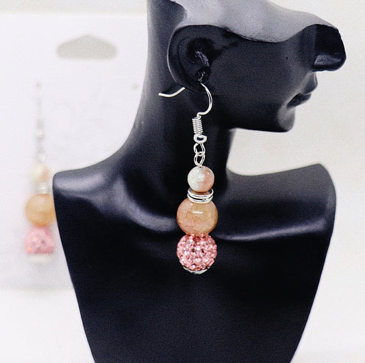 Sunstone & Red Agate Gemstone Ear-Rings