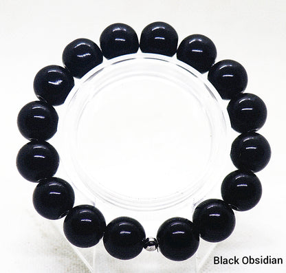 Pulsera de piedras preciosas de obsidiana negra