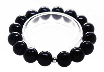 Pulsera de piedras preciosas de obsidiana negra