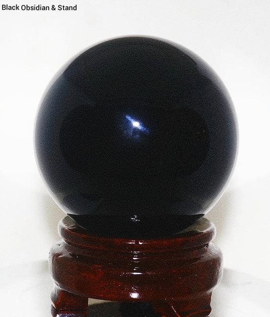 Esfera y soporte de obsidiana negra de 80 mm