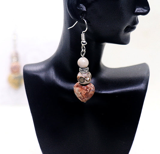 Leopard Jasper Gemstone Ear-Rings