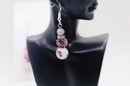 Purple Amethyst Gemstone Ear-Rings