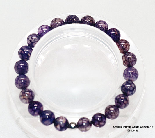 Pulsera de piedras preciosas de ágata morada agrietada