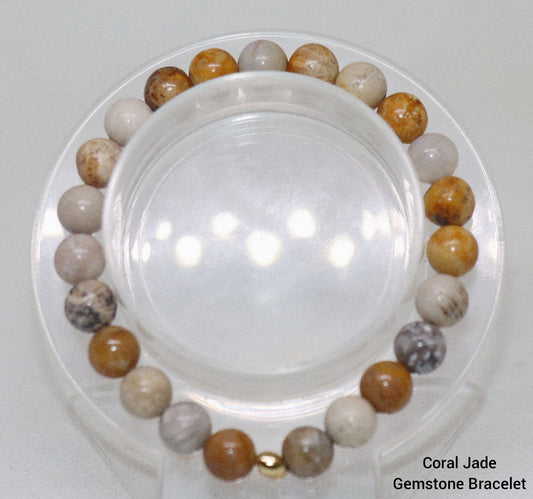 Coral Jade Gemstone Bracelet